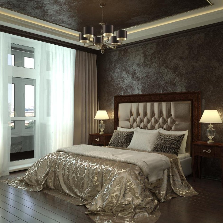 Спальня серый с золотом