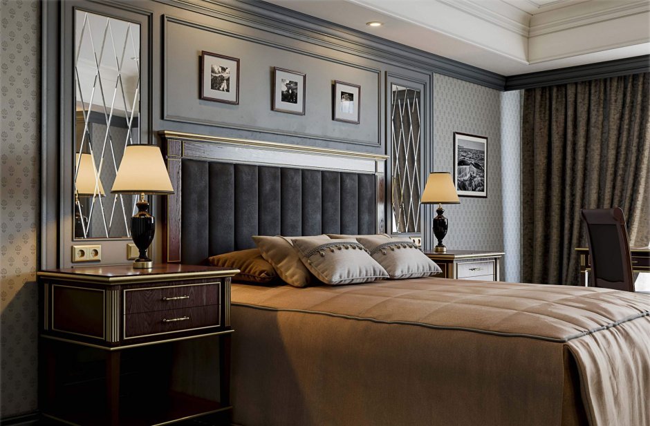 Серый с золотом в интерьере