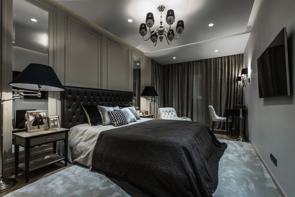 Темная спальня арт деко
