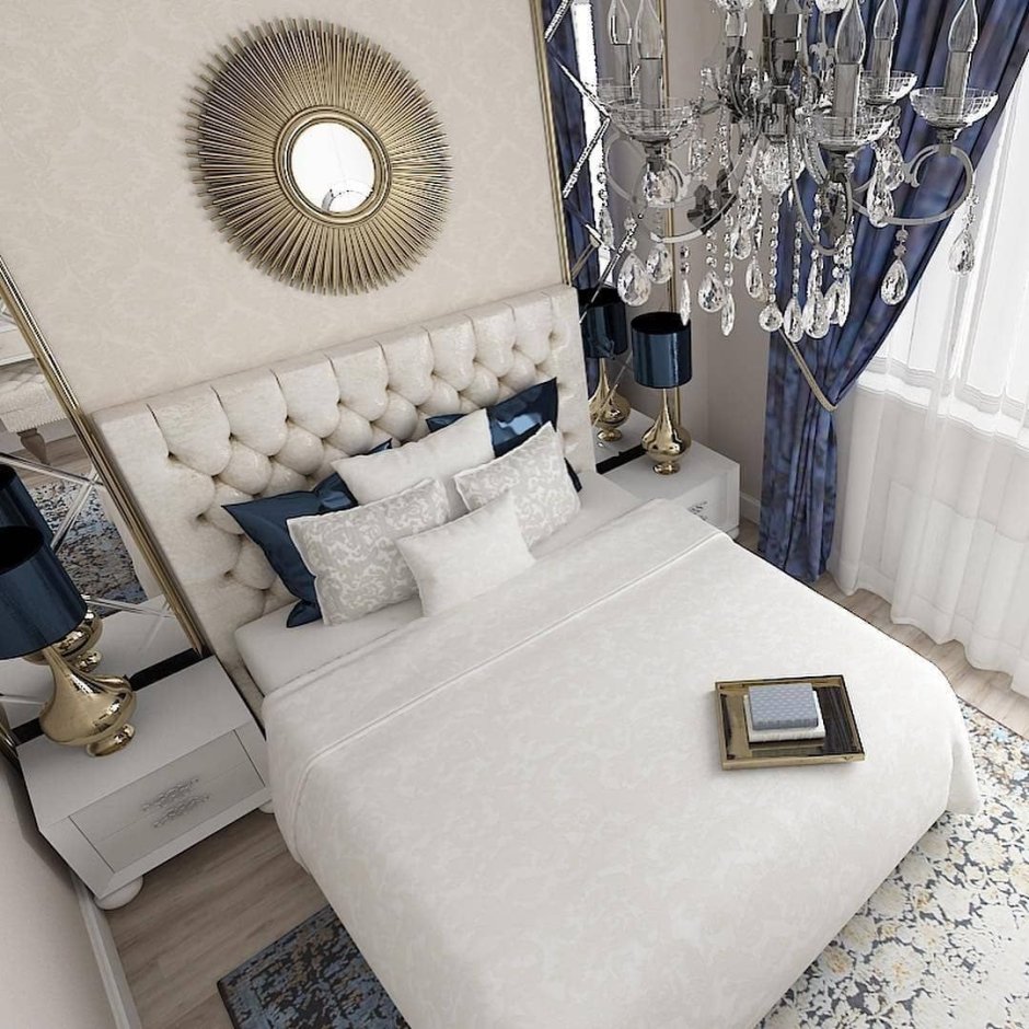 Спальня с синими акцентами