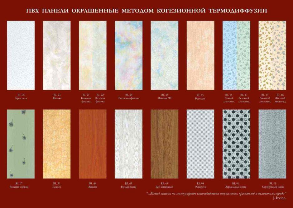 Расцветки пластиковых панелей