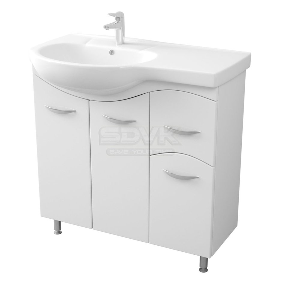 Тумба коралл 82 с раковиной коралл правая (белая) 14852