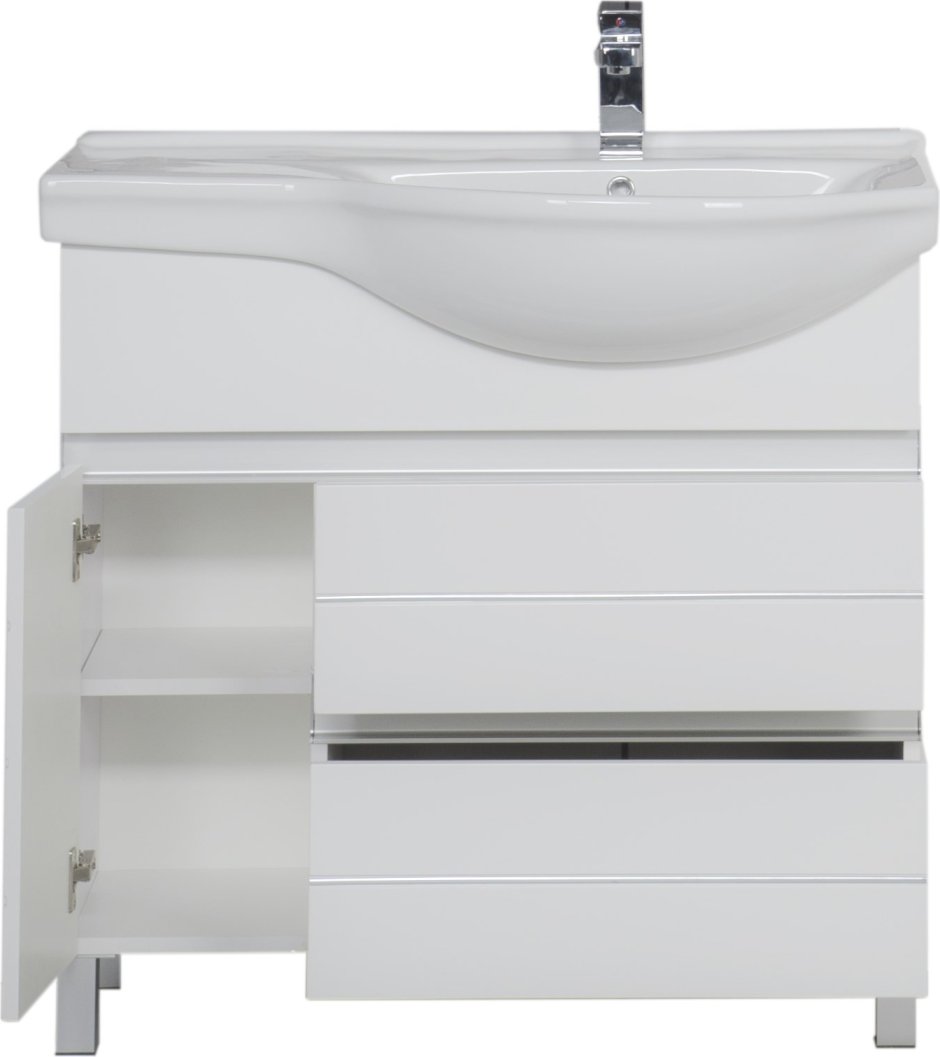 Тумба с раковиной Aquanet Доминика 90 l белый (раковина Эльбрус)
