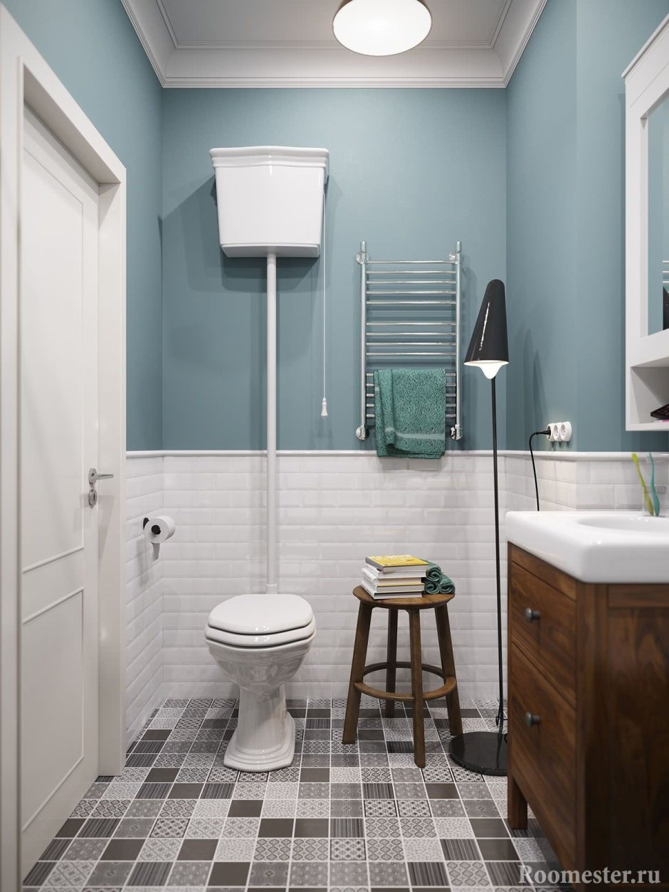 Крашенные стены в туалете