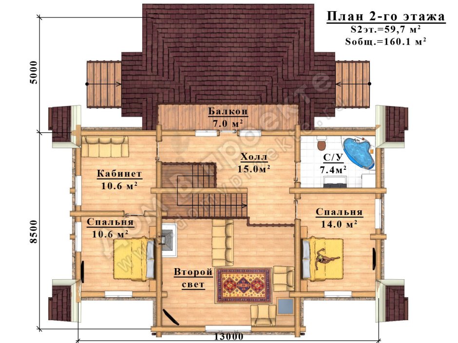 Домик с камином 4 на 4 планировка
