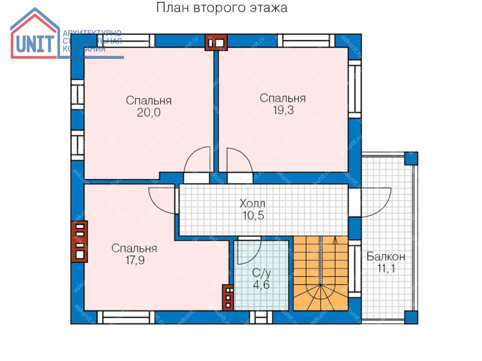 Планировка 2 этажа с балконом