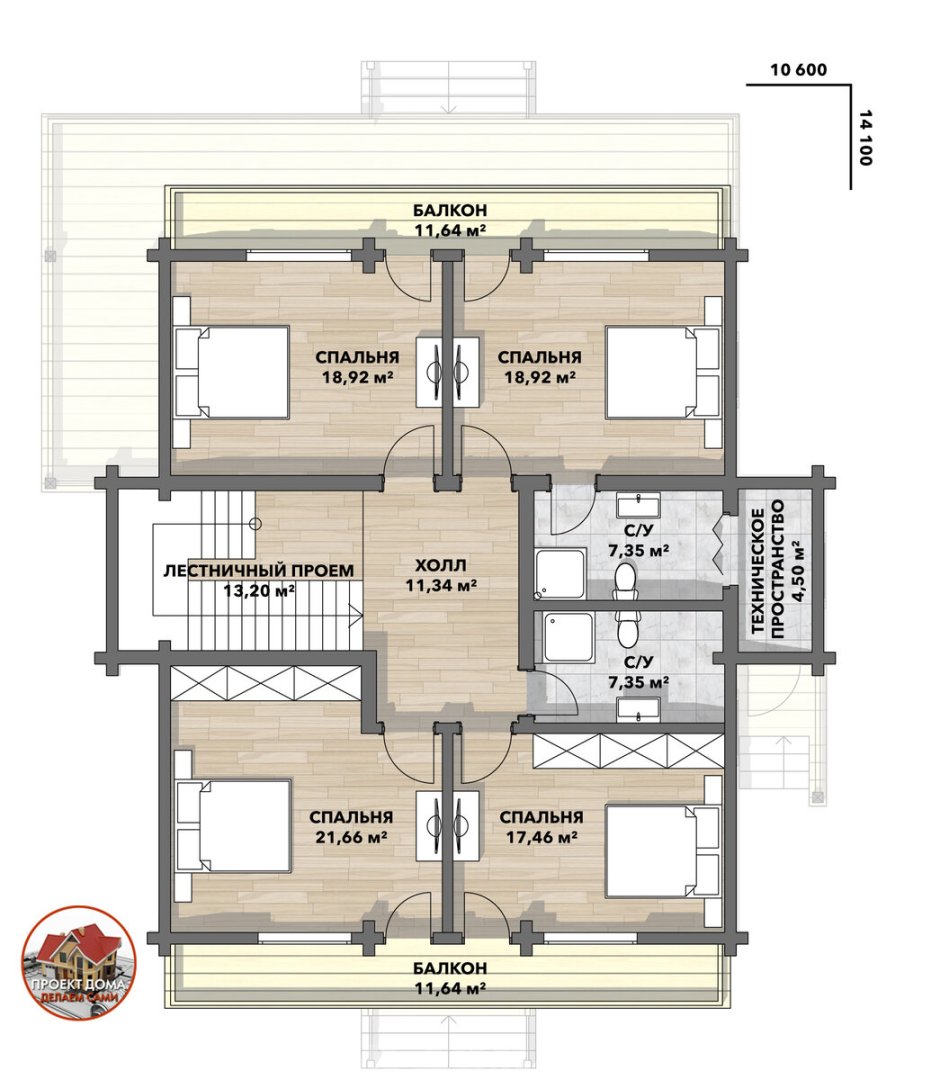 Планировка двухэтажного дома 12х18
