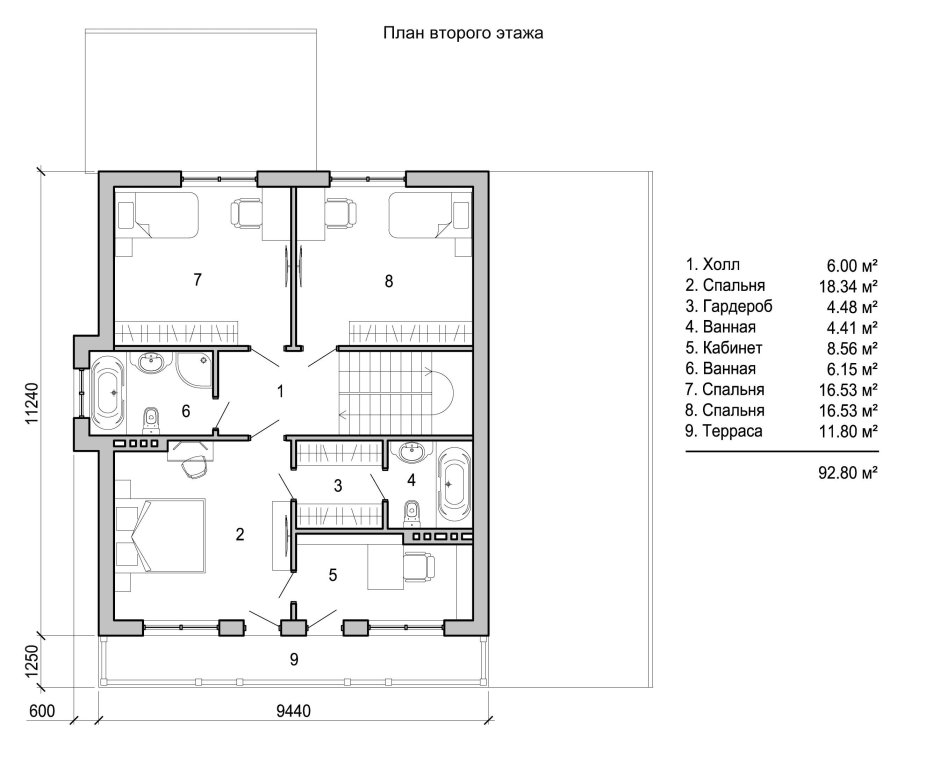 План двухэтажного дома со спальней на 1 этаже