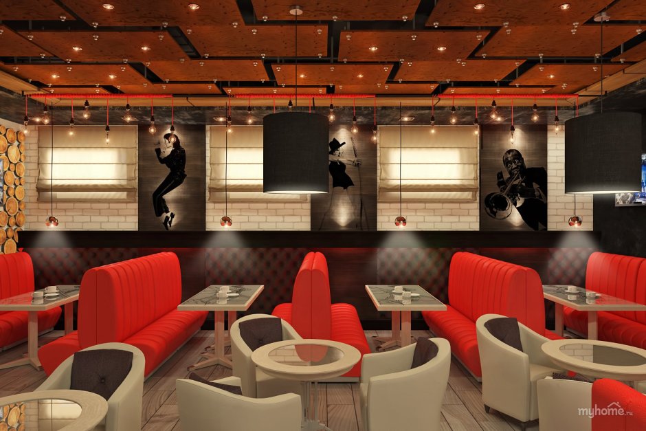 Красный диван для кафе