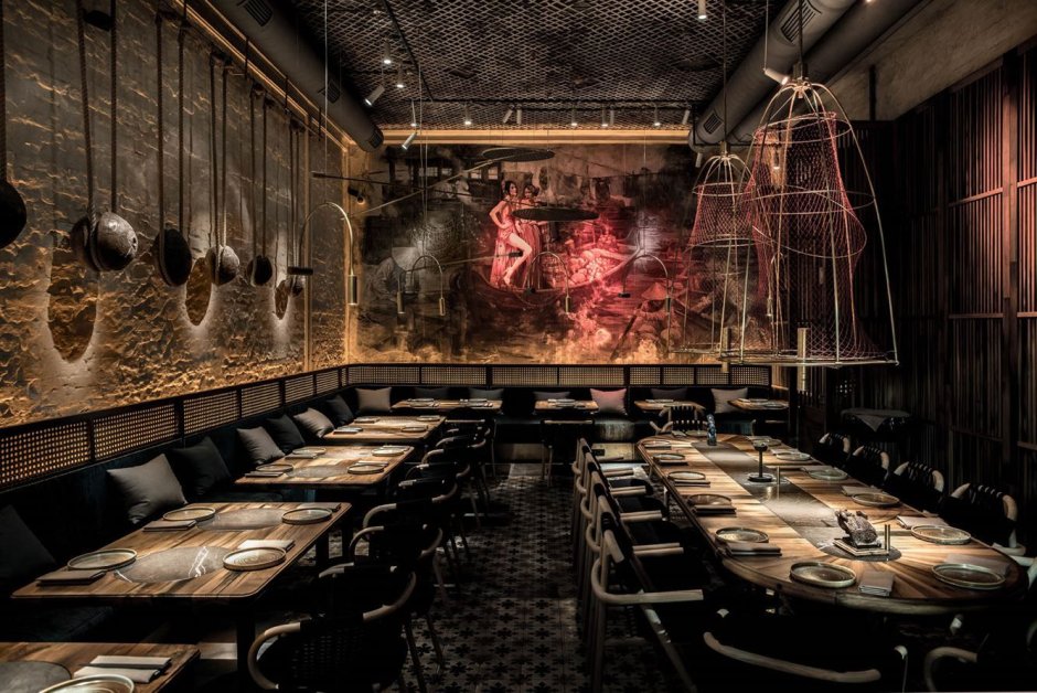 Интерьер бара в стиле Индастриал