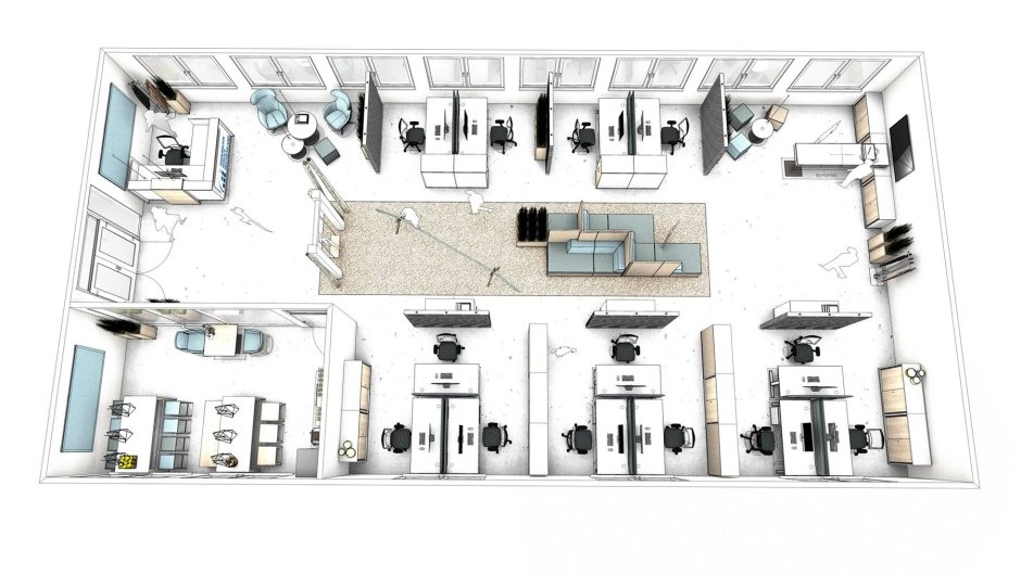 План офиса опен Спейс