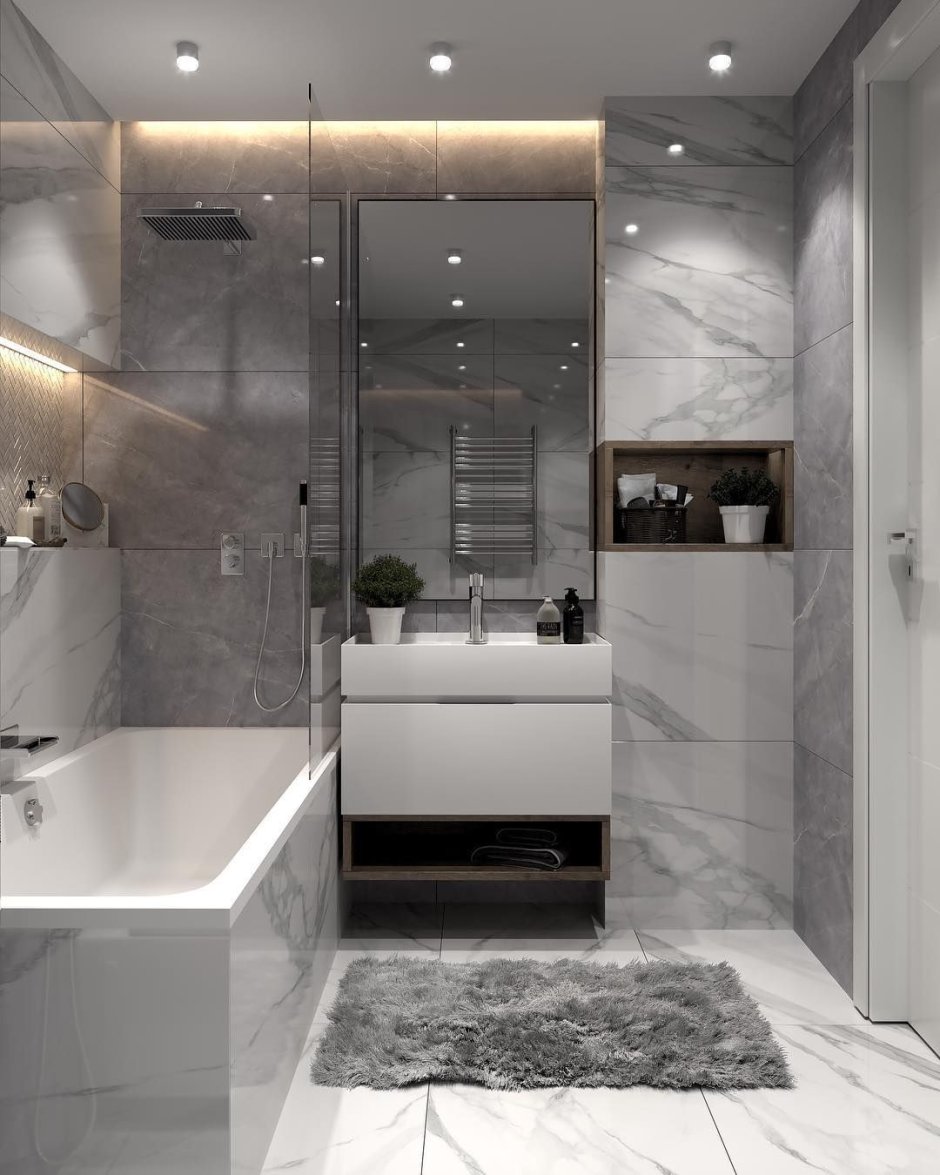 Дизайн ванной комнаты под мрамор современные идеи