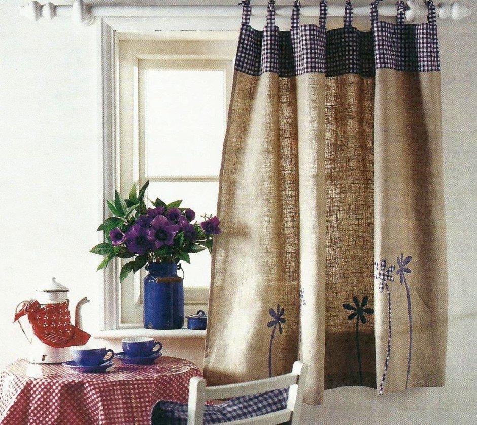 Шторы в деревенском стиле Кантри лен мешковина