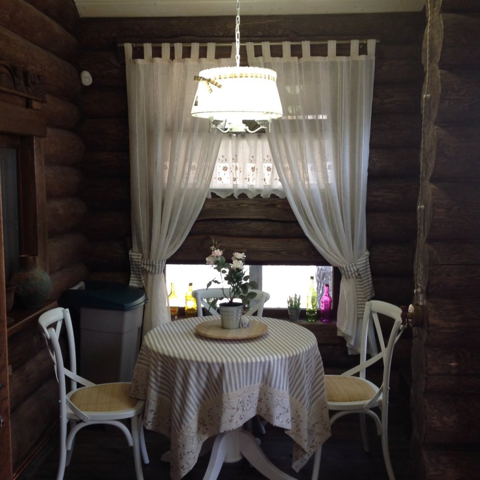 Шторы для бани в деревенском стиле