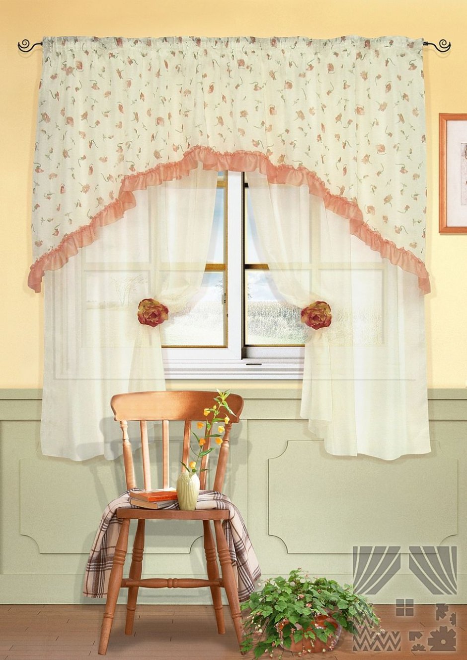 Кухонные занавески в деревенском стиле