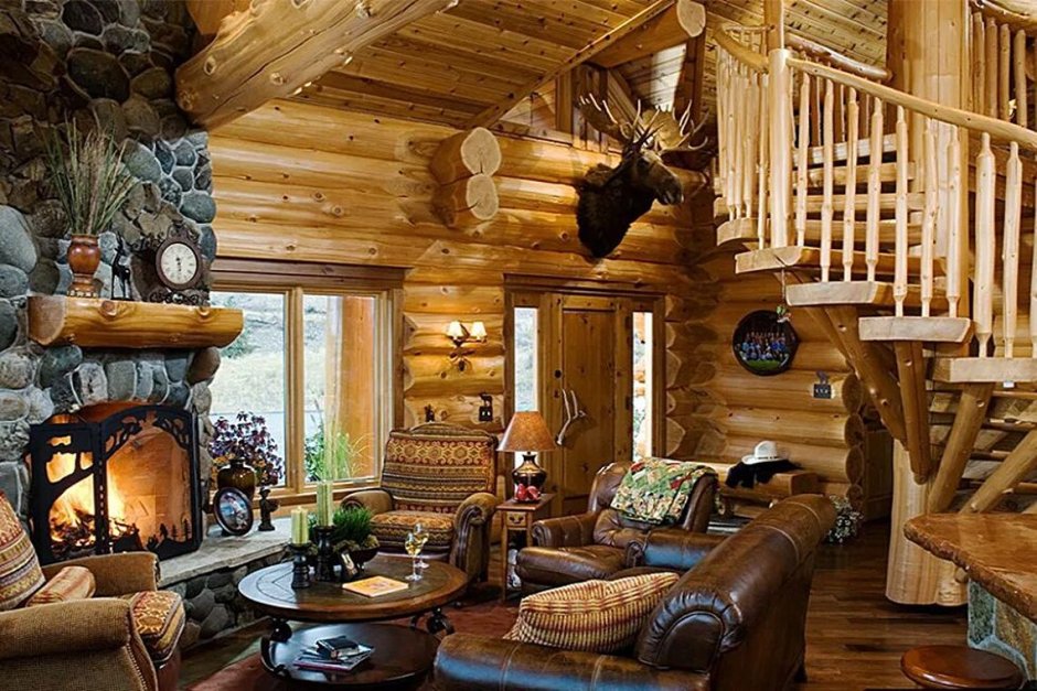 Бревенчатый дом интерьер