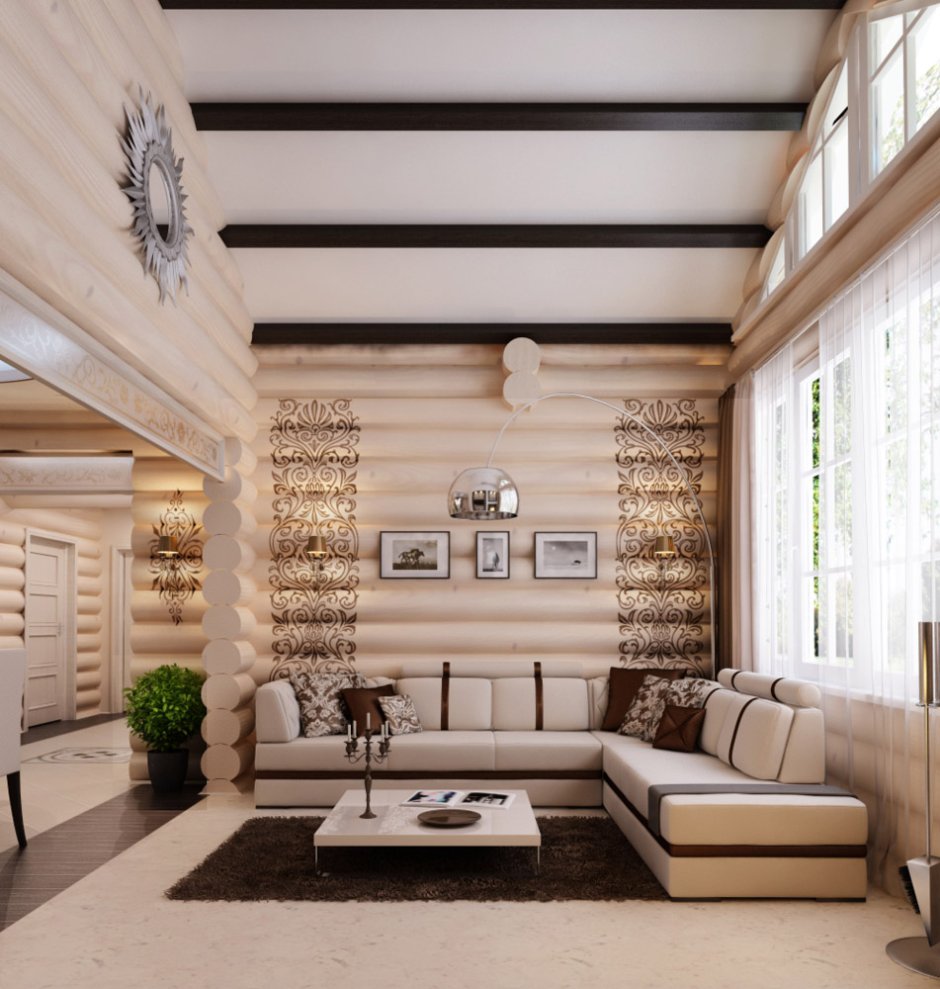 Интерьер сруба в современном стиле