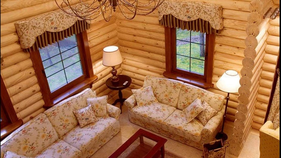 Шторы в деревянный дом из бревна