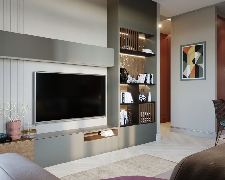 Стильная ТВ зона в гостиной