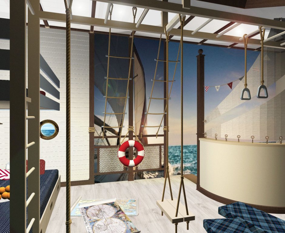 Игровая детская комната в морском стиле