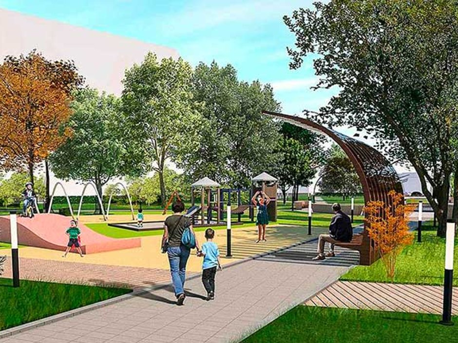 Благоустройство сквера городская Поляна Омск