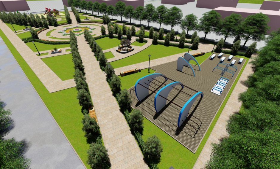 Озеленение, детские и спортивные площадки