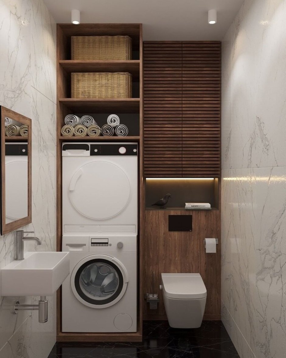 Санузел со стиральной и сушильной машиной