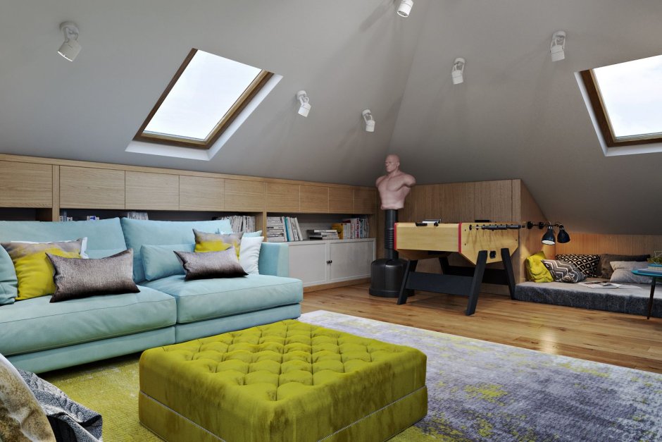 Мансарда под четырехскатной крышей интерьер