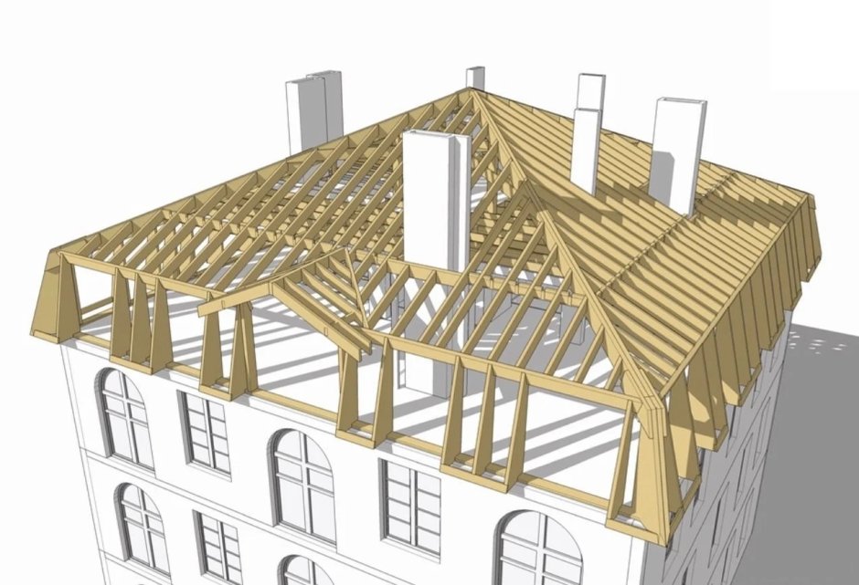 Вальмовая мансарда стропильная система