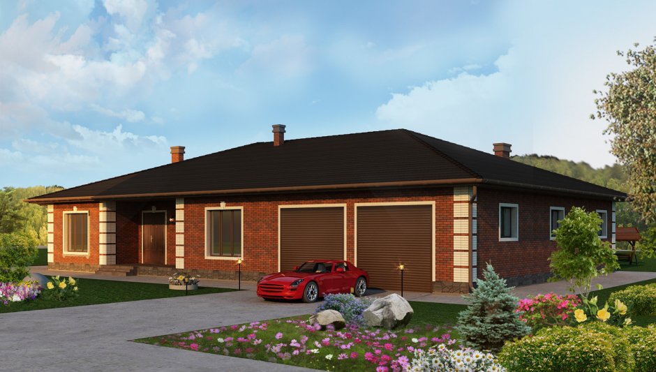 Одноэтажный дом с гаражом