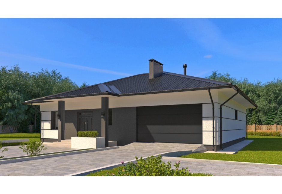 Одноэтажный дом с гаражом 150кв м