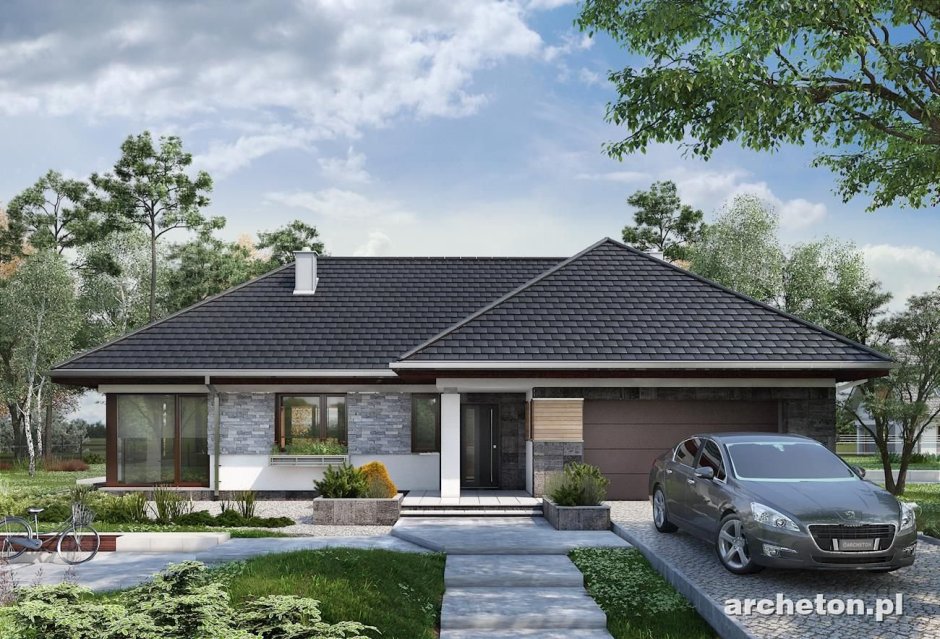 Одноэтажный дом с гаражом 100кв.м