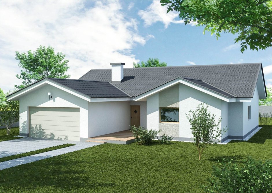 Одноэтажный дом с гаражом 100кв.м