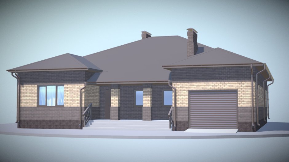 Одноэтажный дом с гаражом под одной крышей проекты