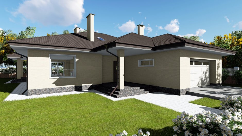 Одноэтажноый дома с гаражом