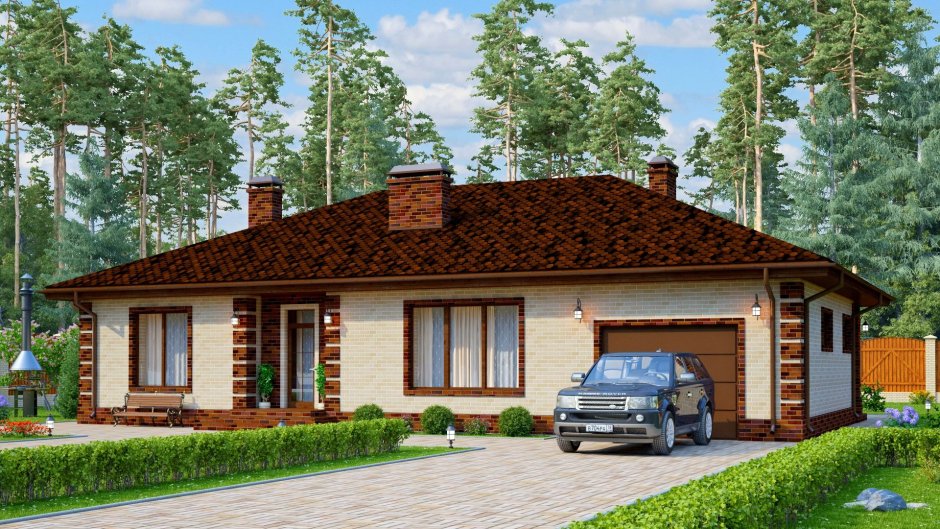 Кирпичный одноэтажный дом 140кв