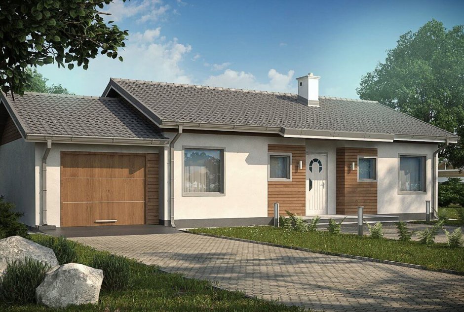 Одноэтажный дом с гаражом 100кв.м