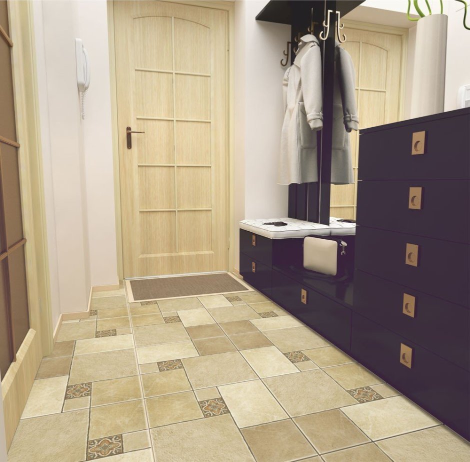 Кафель в коридоре на полу