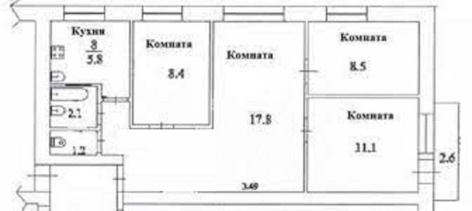 Планировка 4х комнатной квартиры хрущевки угловой