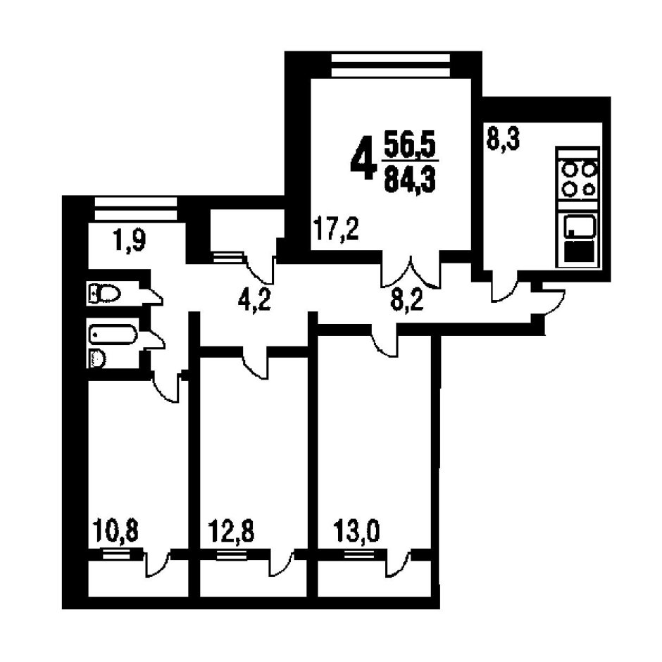 Планировка п55 четырехкомнатная