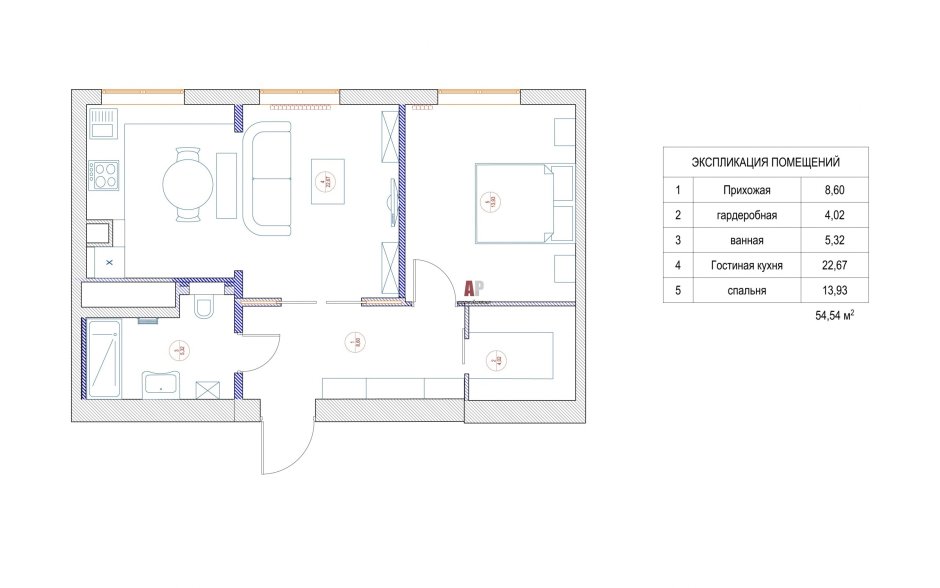 Планировка квартиры 2 комнатной 60кв