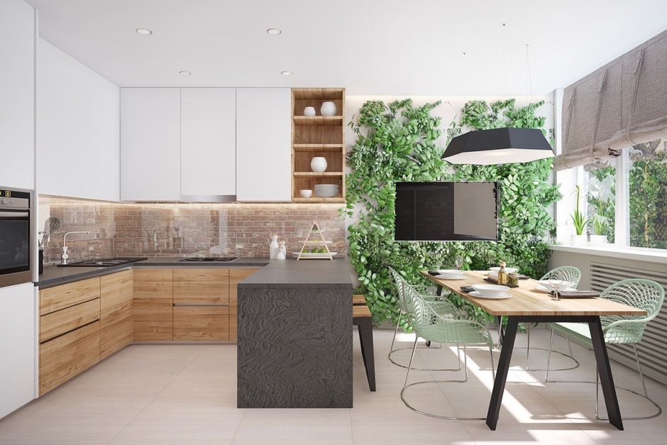 Фартук для кухни в эко стиле