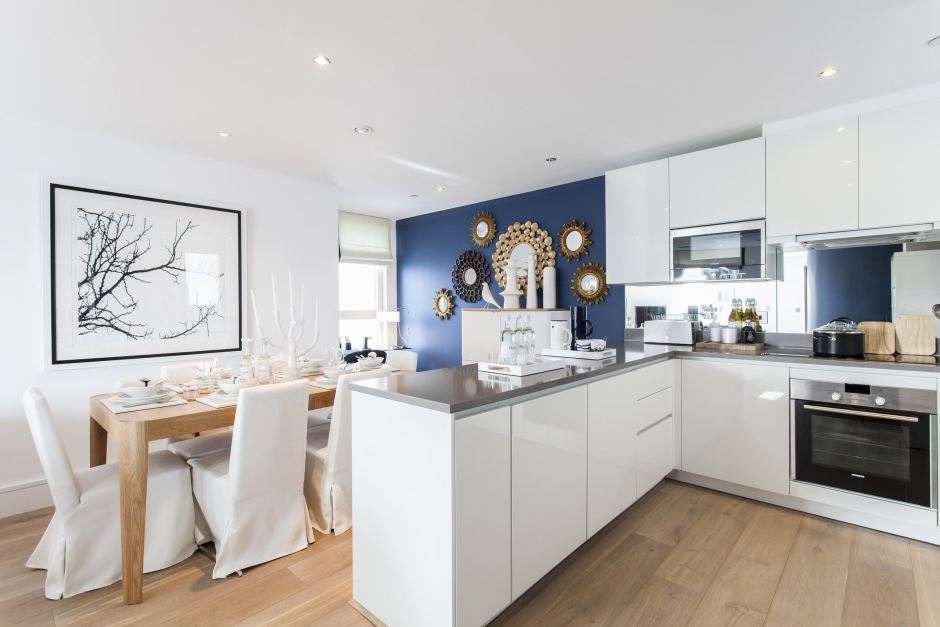 Цвет стен для белой кухни