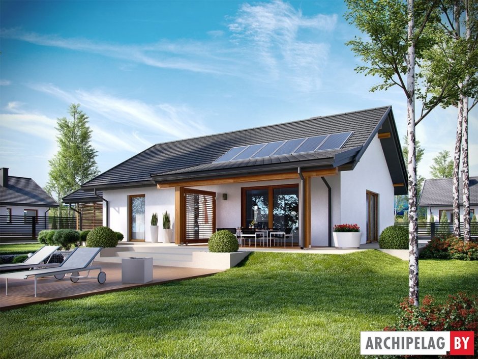 Дизайнерский одноэтажный дом