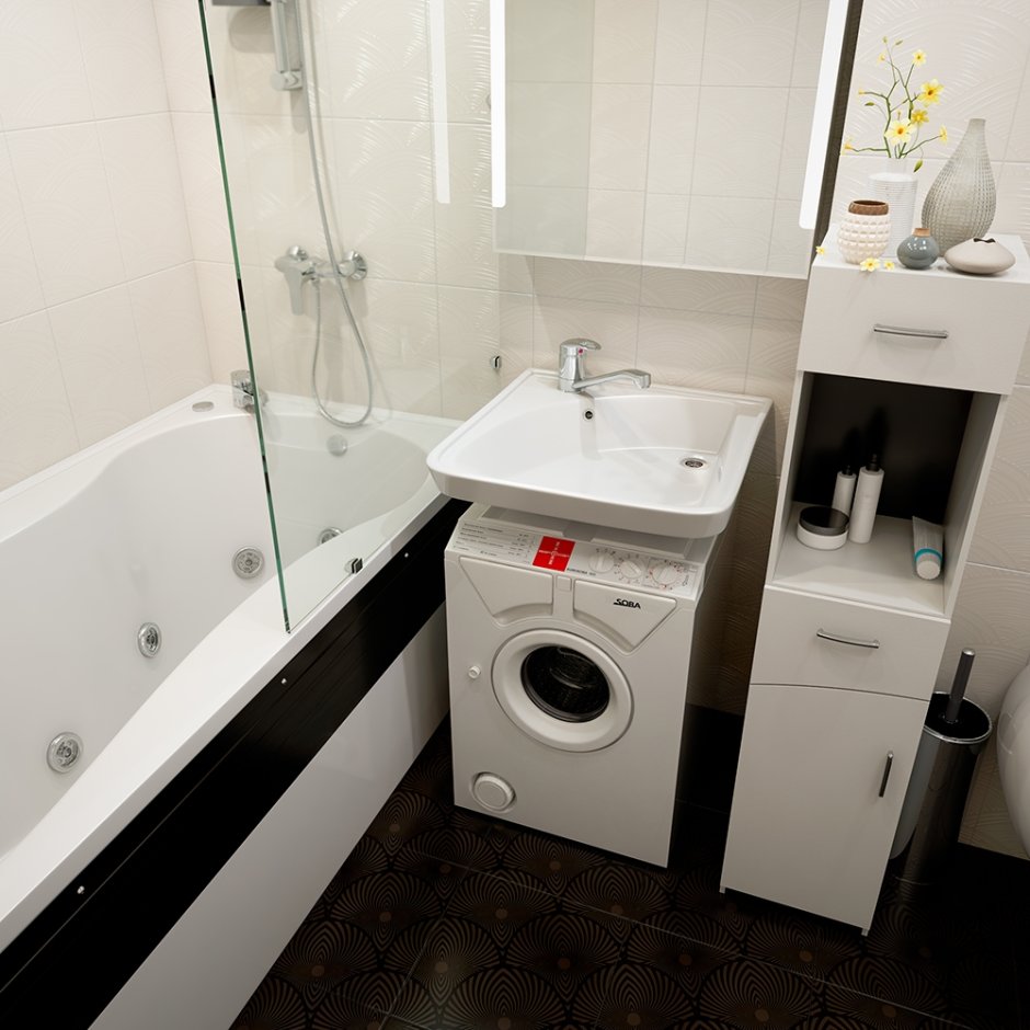 Машинка в маленькой ванной