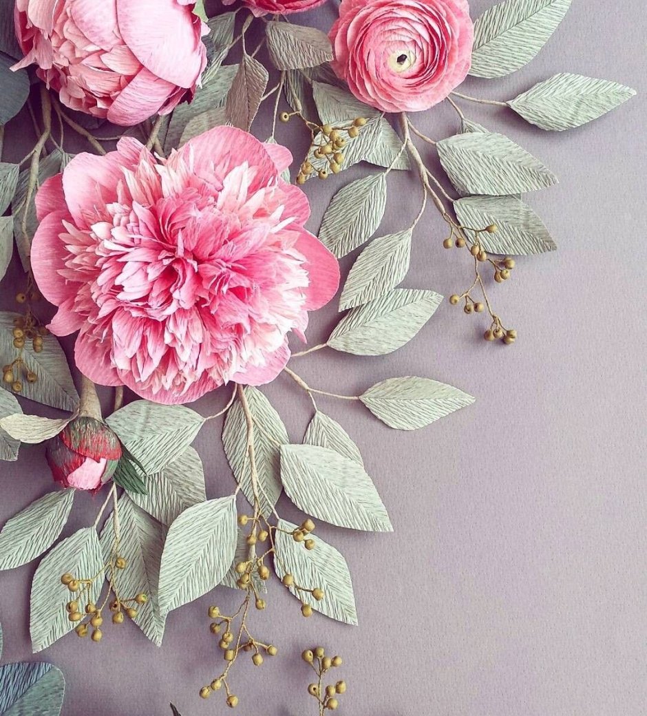 Панно цветы из гофрированной бумаги