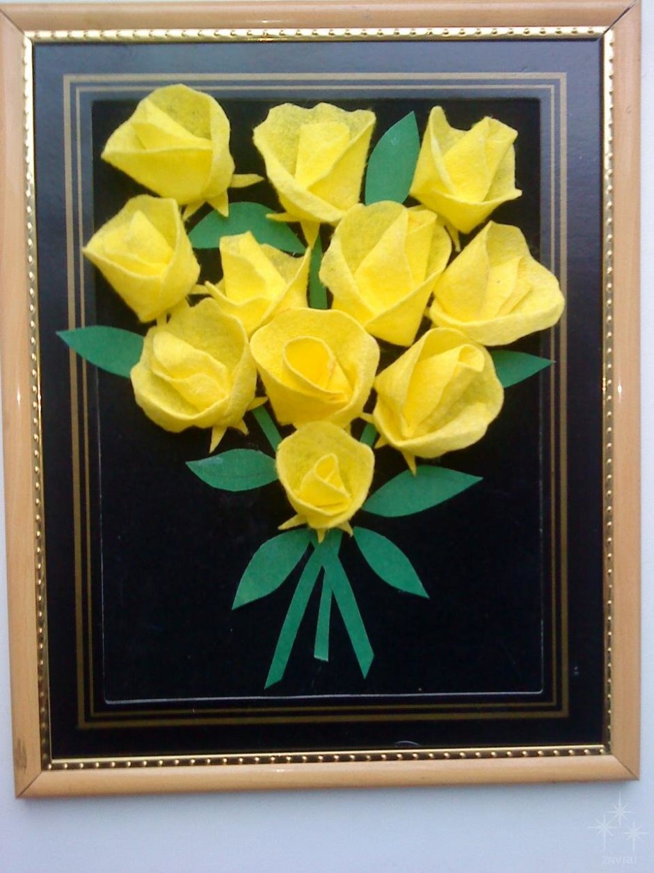 Аппликация из бумажных цветов