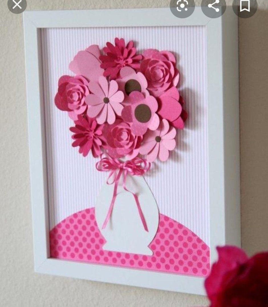 Открытка с цветами из цветной бумаги