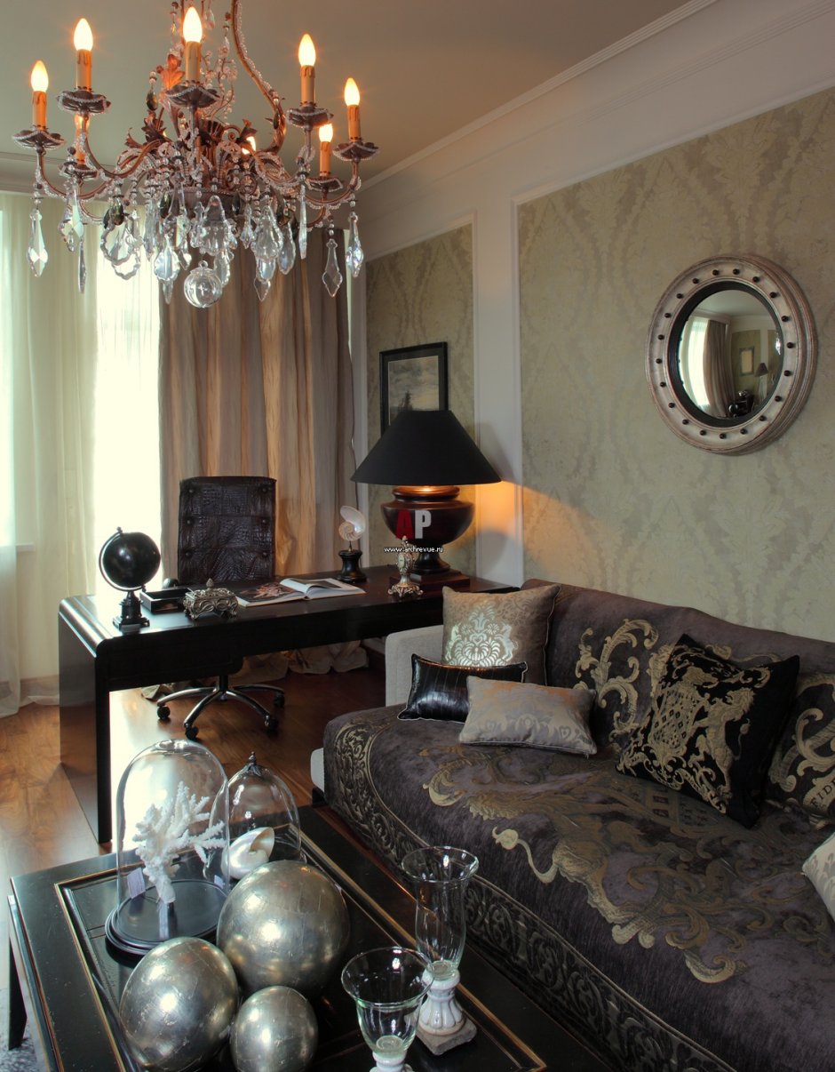 Бронзовая люстра в интерьере