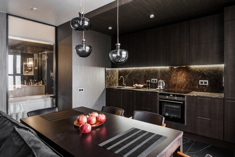 Спальня серые стены мебель венге